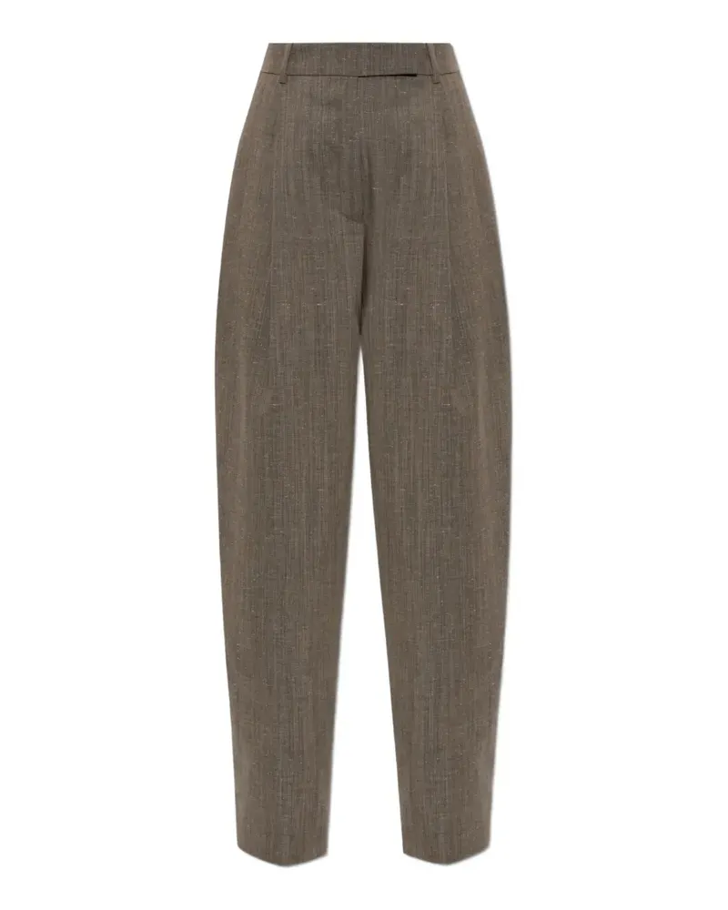 Róhe Bundfaltenhose mit Slub-Struktur - Braun Braun