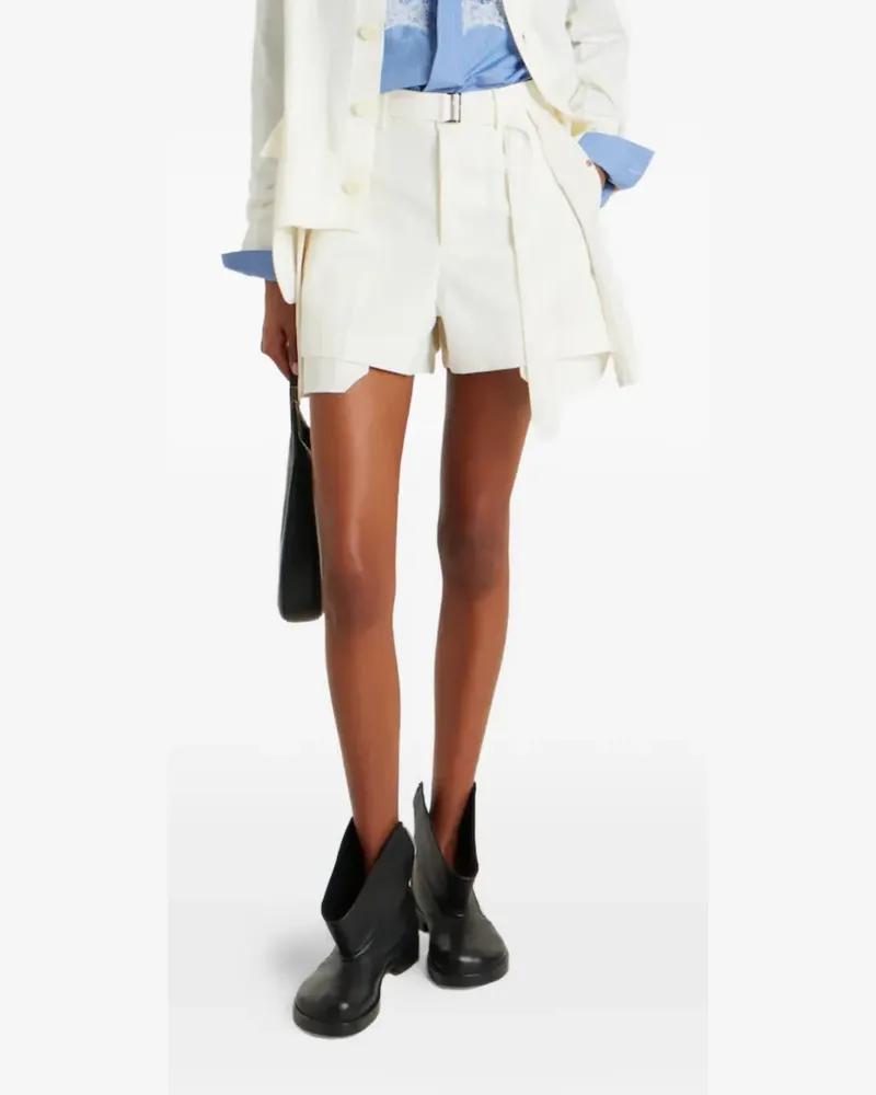 Sacai layered belted shorts - Weiß Weiß