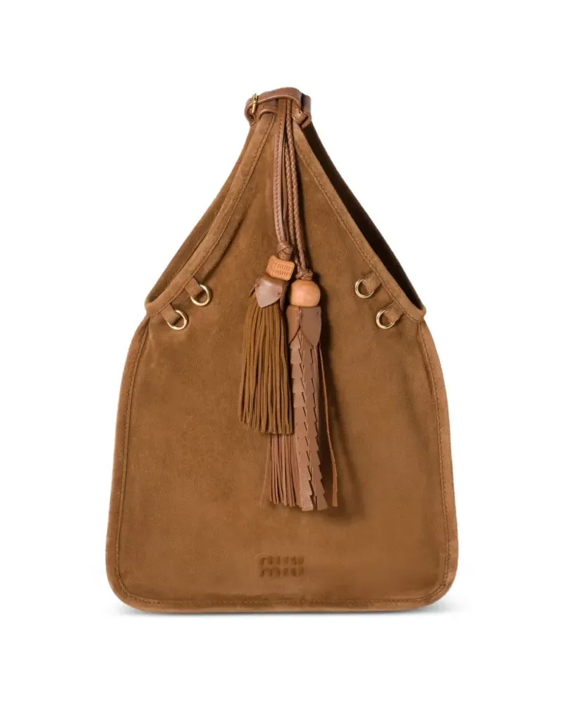 Miu Miu Schultertasche mit Quaste - Braun Braun