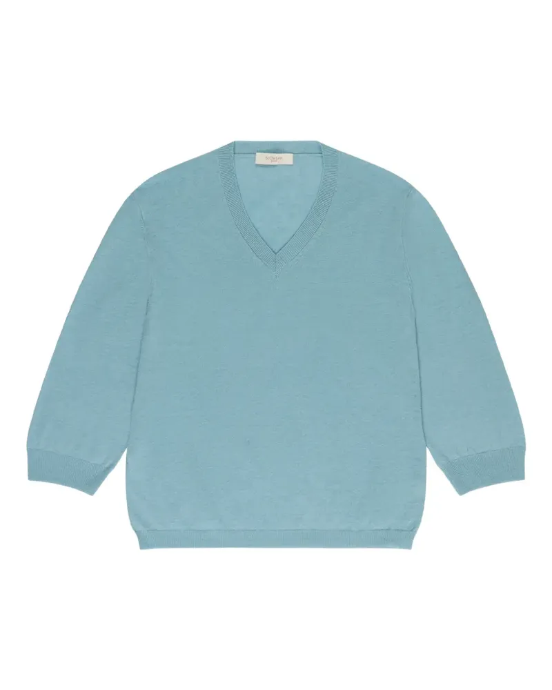 Slowear V-neck knitted T-shirt - Blau Blau