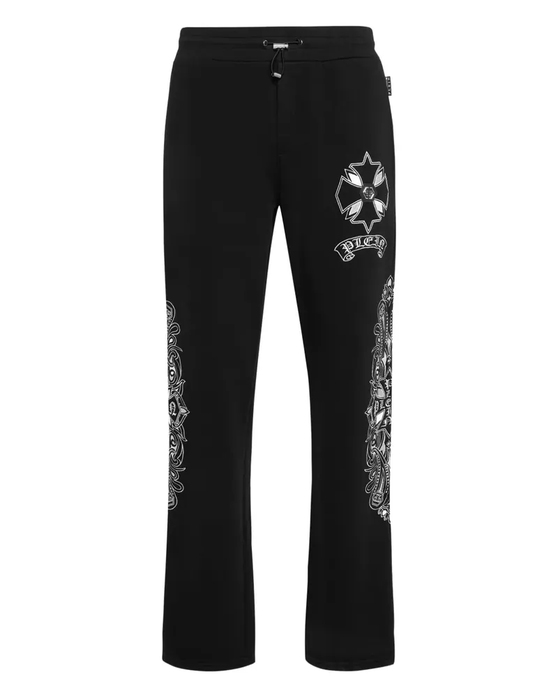Philipp Plein Jogginghose mit Chrom-Wappen-Stickerei - Schwarz Schwarz