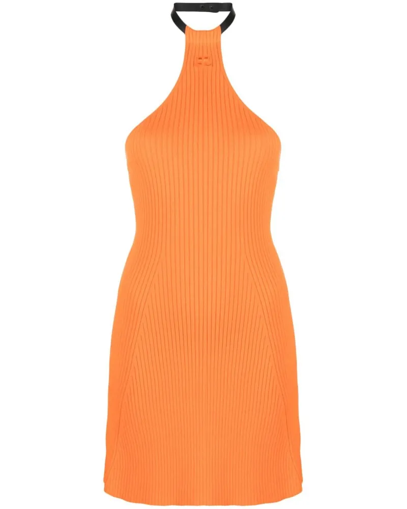 Courrèges Geripptes Neckholder-Minikleid - Orange Orange