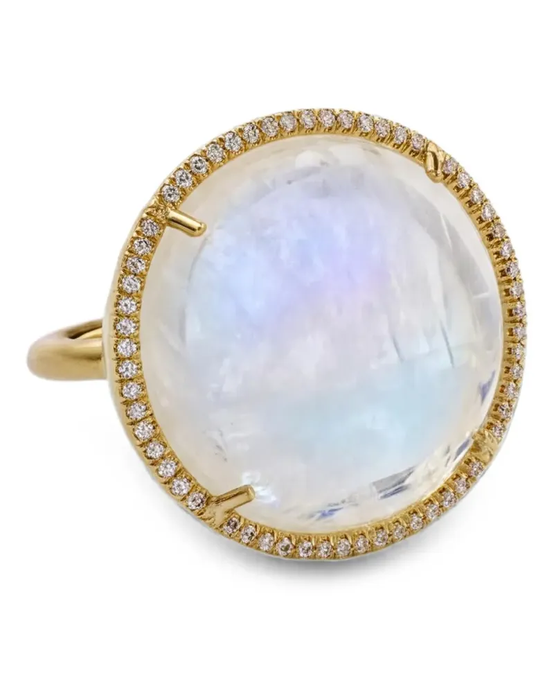 Irene Neuwirth rainbow moonstone and diamond ring - Gold Gold