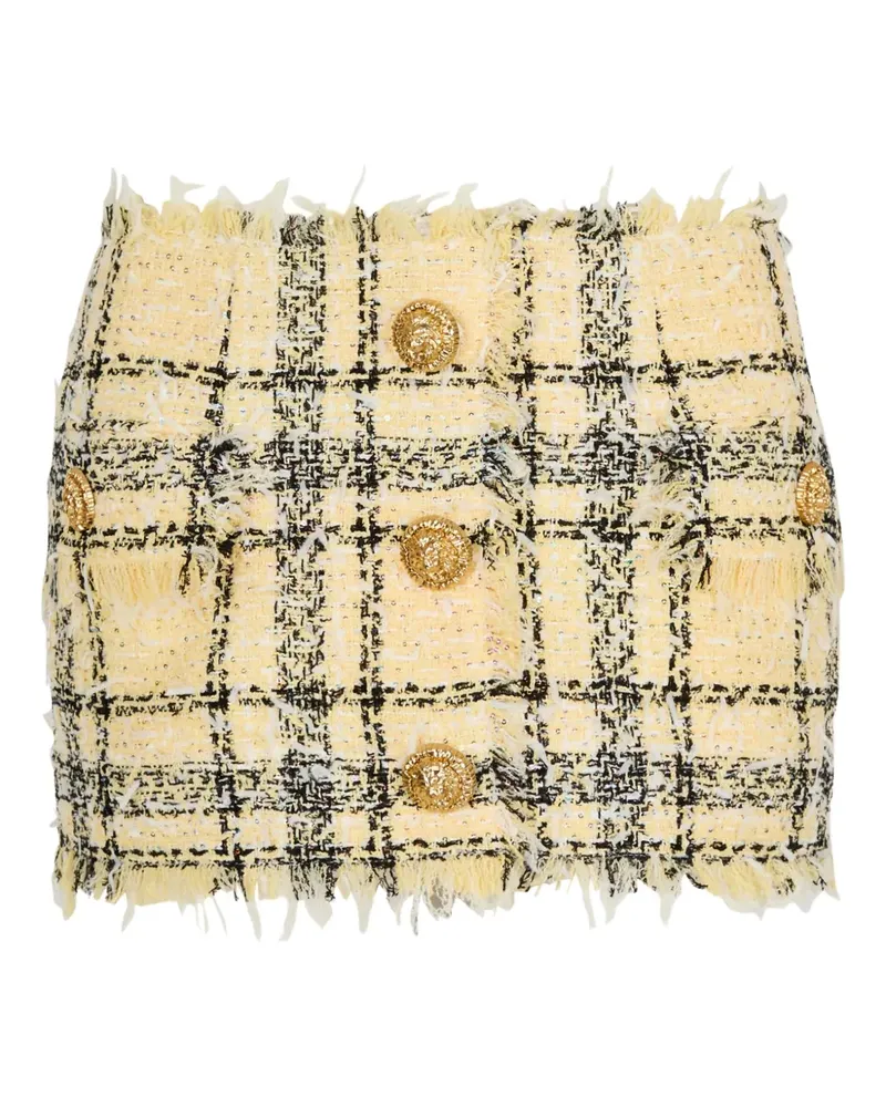 Balmain Tweed-Rock mit Knöpfen - Gelb Gelb