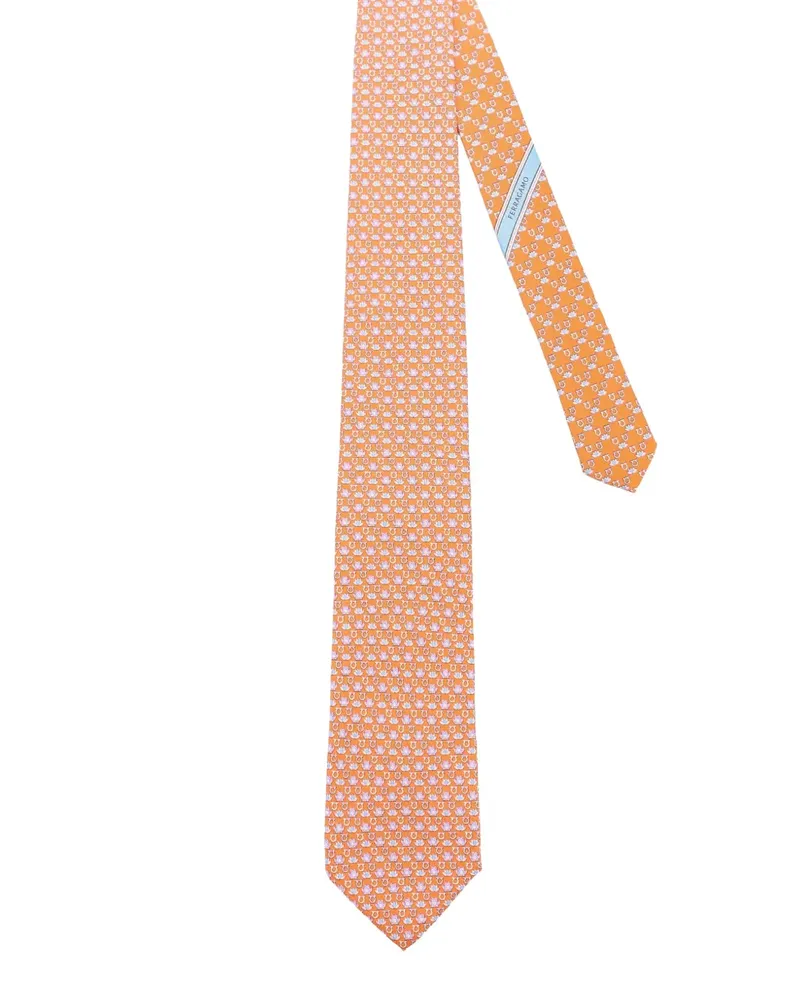 Ferragamo Krawatte mit Gancini-Muster - Orange Orange