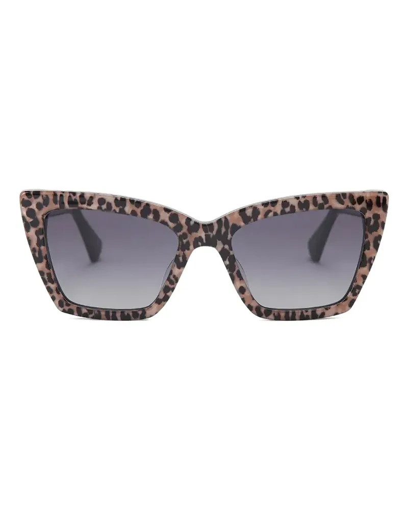 Kurt Geiger leopard-print square-frame sunglasses - Nude Nude