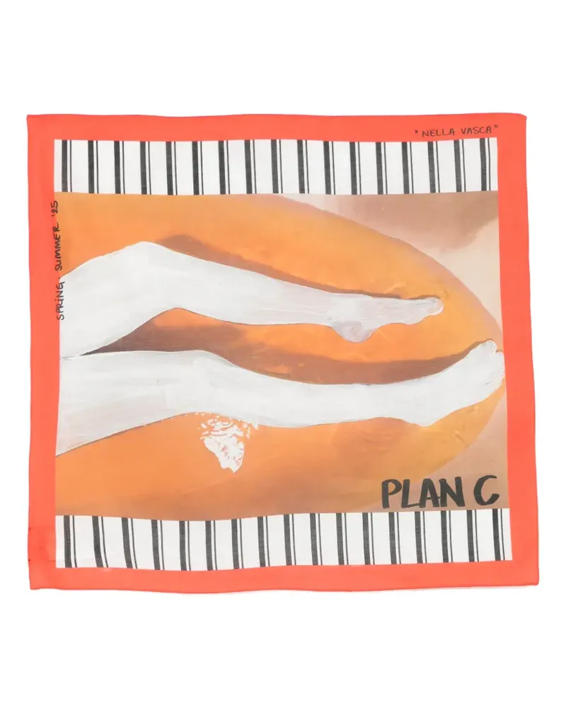PLAN C striped-print scarf - Orange Orange