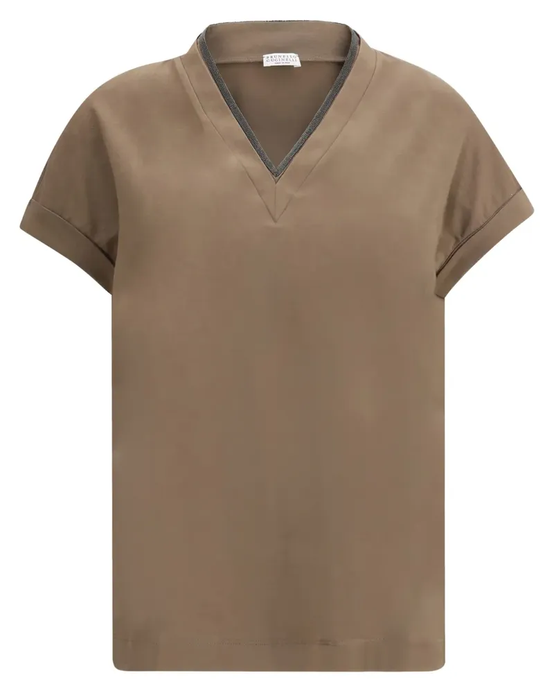 Brunello Cucinelli Top mit V-Ausschnitt - Braun Braun