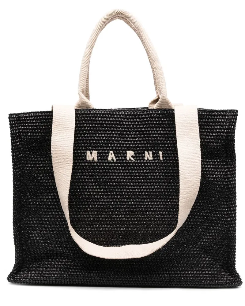 Marni Shopper mit Logo-Stickerei - Schwarz Schwarz