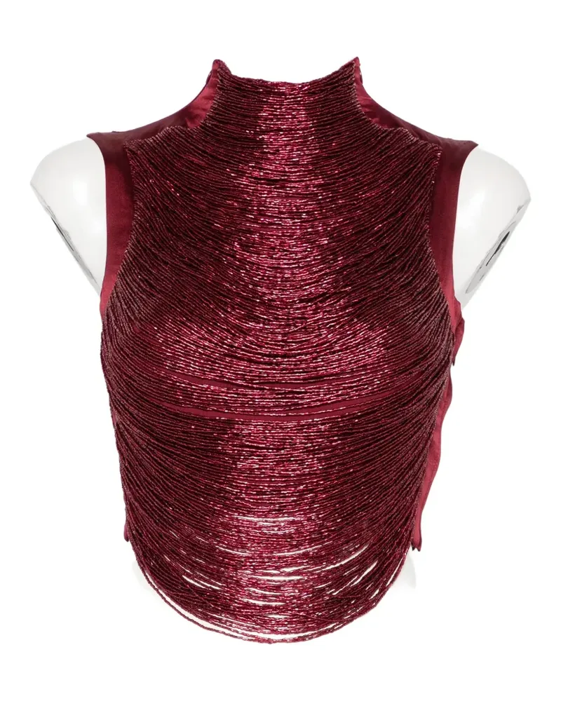 Cult Gaia Taraji beaded high-neck top - Rot Rot