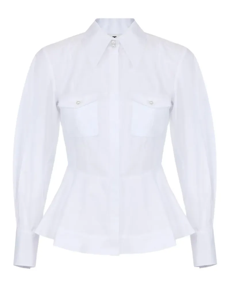 Elisabetta Franchi cotton poplin shirt with flounce - Weiß Weiß