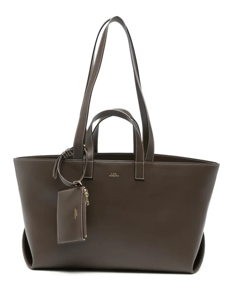 A.P.C. contrast-stitching leather tote bag - Braun Braun