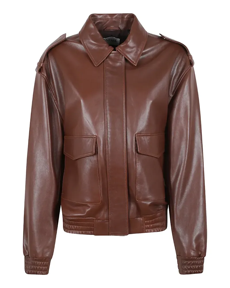 Arma Astra epaulette leather jacket - Braun Braun