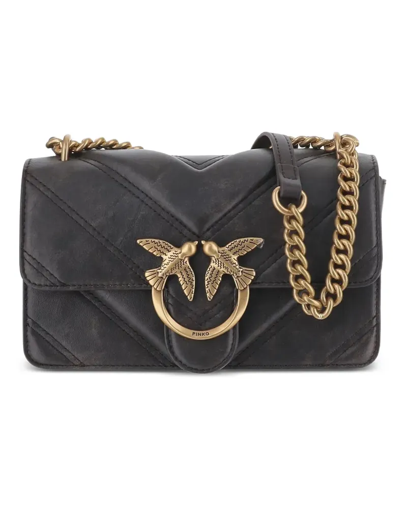 Pinko Love Birds Schultertasche mit Chevron-Steppung - Braun Braun
