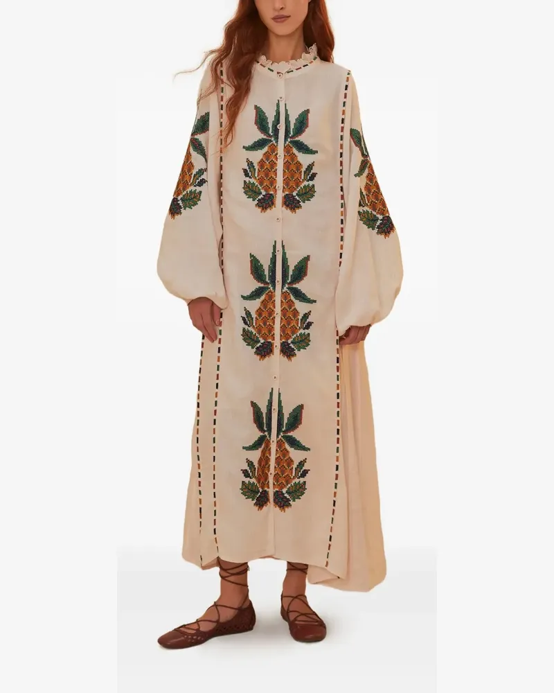 FARM Rio Midikleid aus Leinen - Rosa Rosa