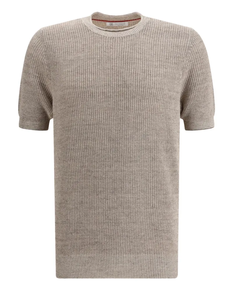 Brunello Cucinelli short-sleeve knitted T-shirt - Nude Nude