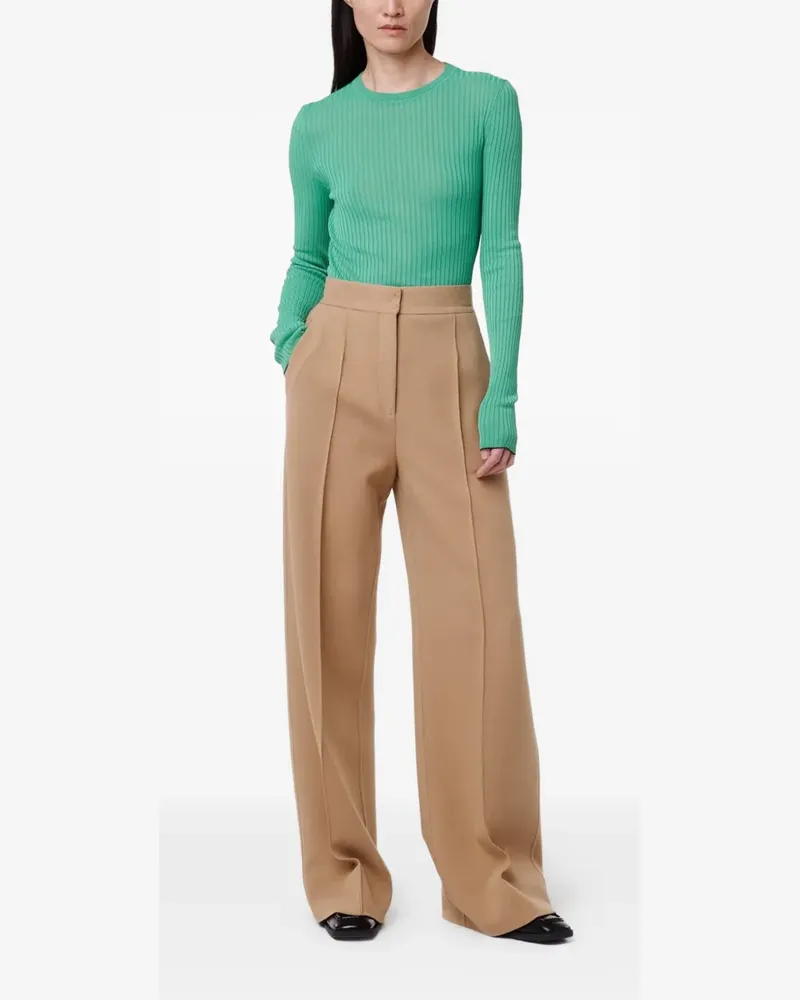 Another Tomorrow Fitted ribbed-knit long-sleeve sweater - Grün Grün