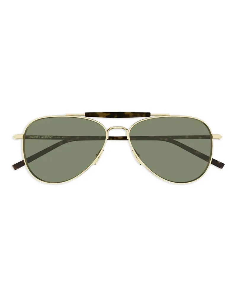 Saint Laurent double-bridge pilot-frame sunglasses - Gold Gold