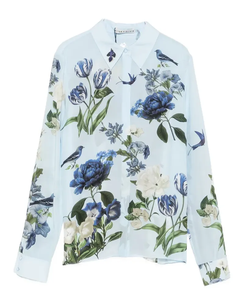 Alice + Olivia floral-print long-sleeve shirt - Blau Blau