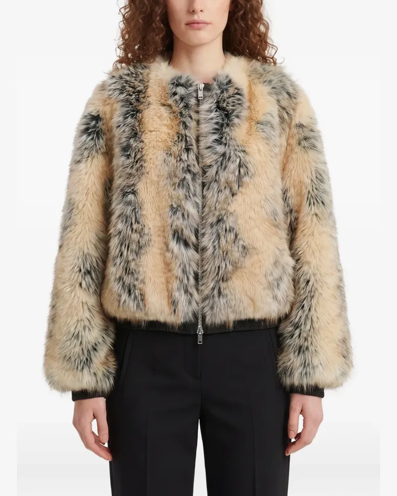 FRANKIE Shop Gina Bomberjacke aus Faux Fur - Nude Nude