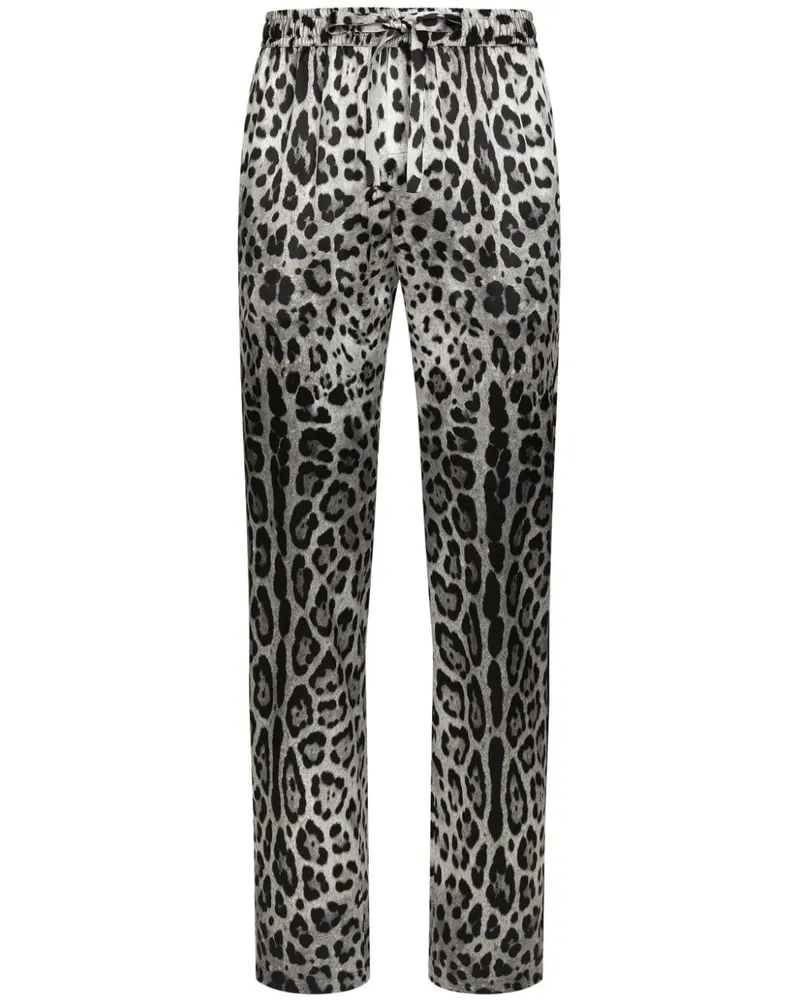 Dolce & Gabbana Lounge-Hose aus Seide mit Animal-Print - Grau Grau