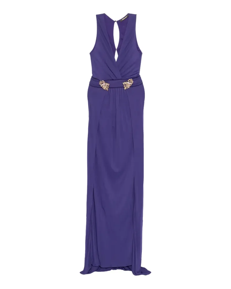 Roberto Cavalli dragon-plaque V-neck gown - Violett Violett