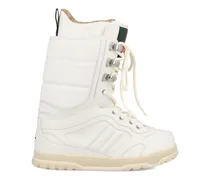 Schnürstiefel mit Web-Detail - Weiß