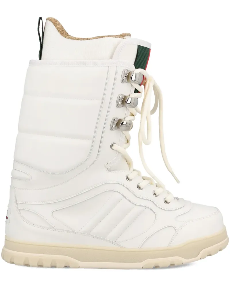 Gucci Schnürstiefel mit Web-Detail - Weiß Weiß