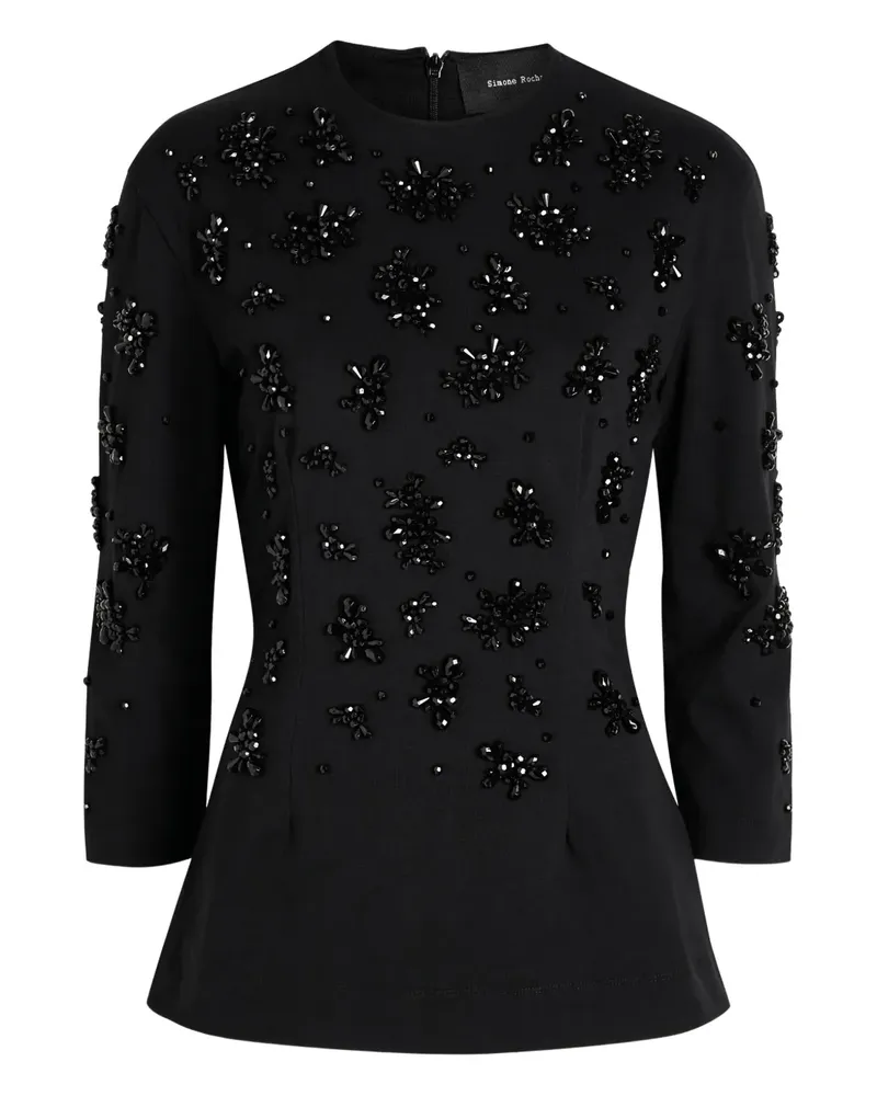 Simone Rocha bead-embellished long-sleeve top - Schwarz Schwarz