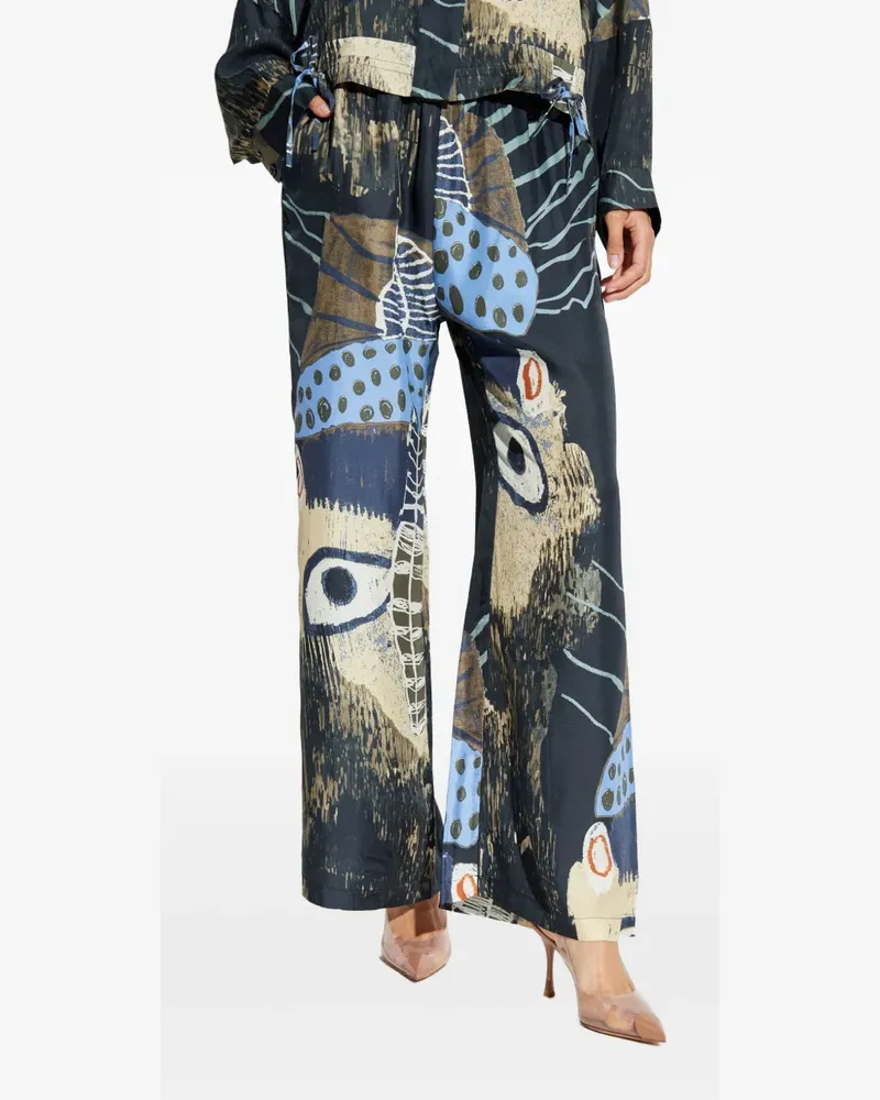 MUNTHE Hose aus Seide mit abstraktem Print - Schwarz Schwarz