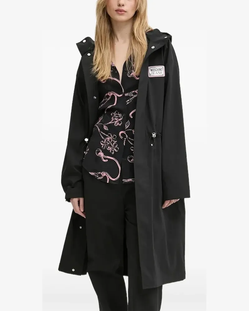 Moschino Kapuzenjacke mit Logo-Patch - Schwarz Schwarz