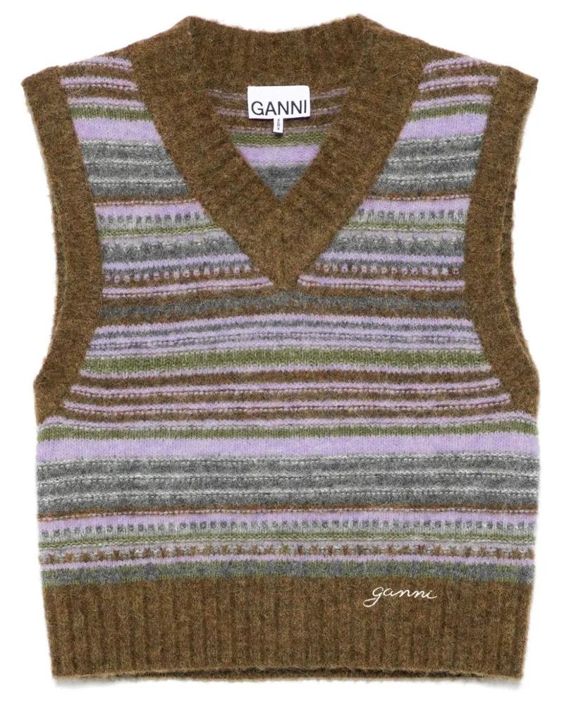 Ganni Gestreiftes Trägershirt - Braun Braun