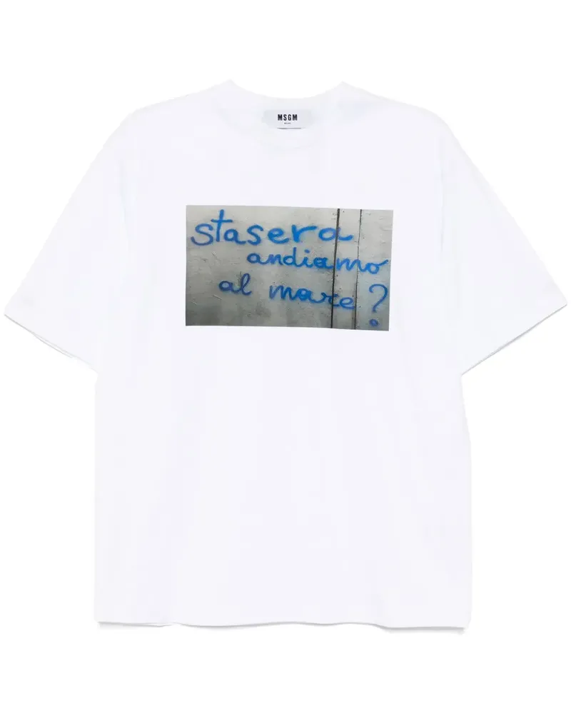 MSGM T-Shirt mit grafischem Print - Weiß Weiß