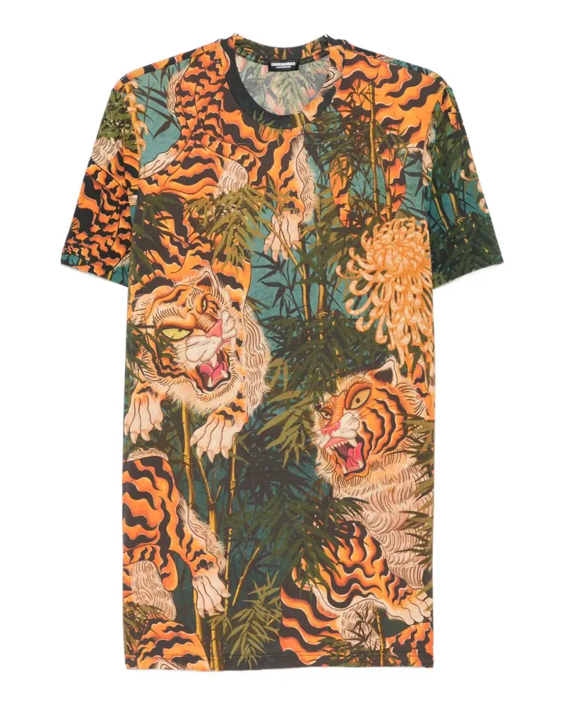 Dsquared2 T-Shirt mit Tiger-Print - Orange Orange