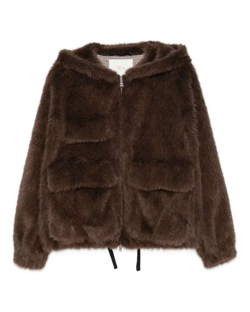 TELA Kapuzenjacke aus Faux Fur - Braun Braun