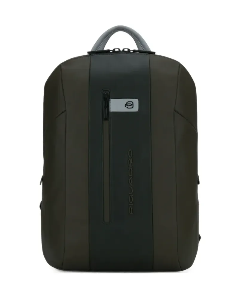 Piquadro logo-print panelled backpack - Grün Grün