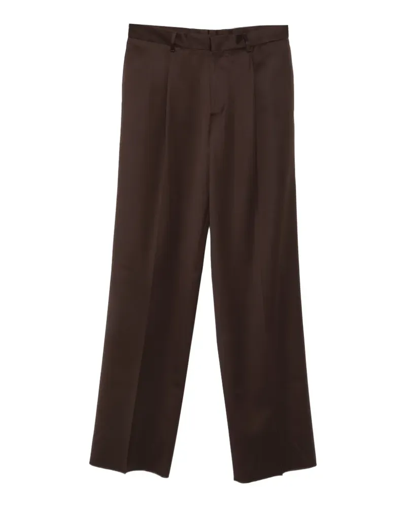 LARDINI pleated straight-leg trousers - Braun Braun