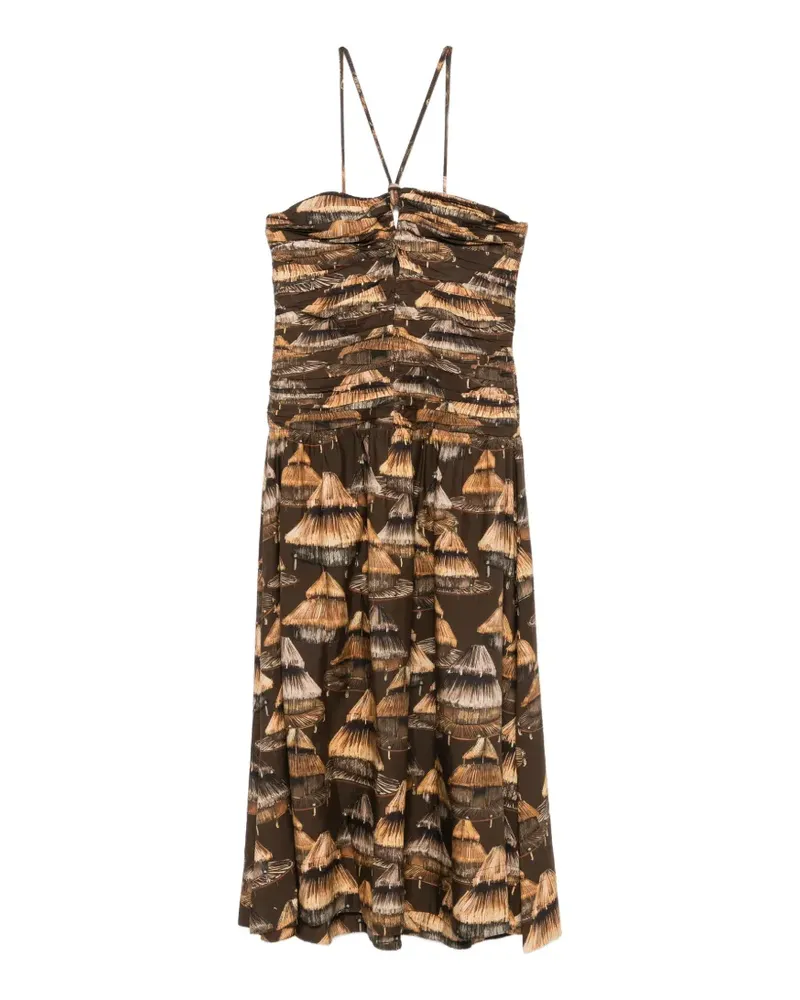 FARM Rio ruched halterneck midi dress - Braun Braun