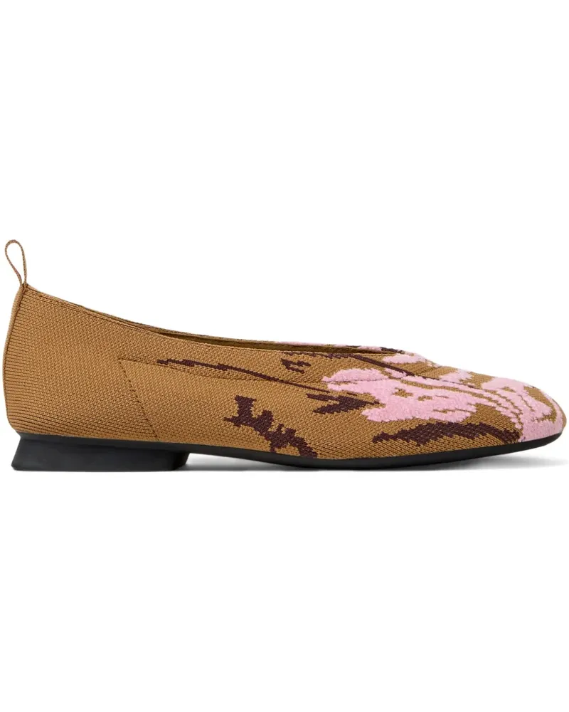 Camper Ballerinas mit Blumenmuster - Braun Braun