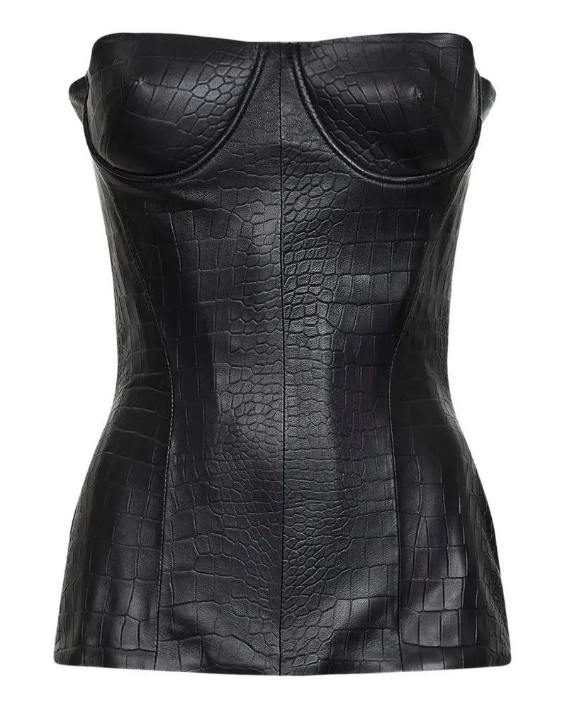 Alex Perry crocodile-embossed strapless top - Schwarz Schwarz