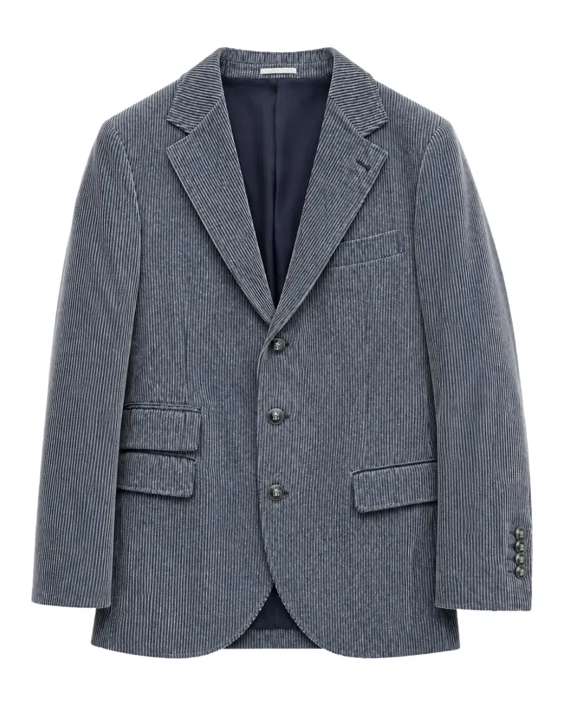 Brunello Cucinelli corduroy single-breasted blazer - Blau Blau