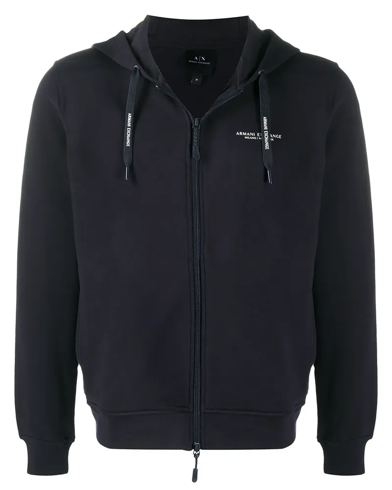 Armani Exchange Kapuzenjacke mit Logo-Print - Schwarz Schwarz