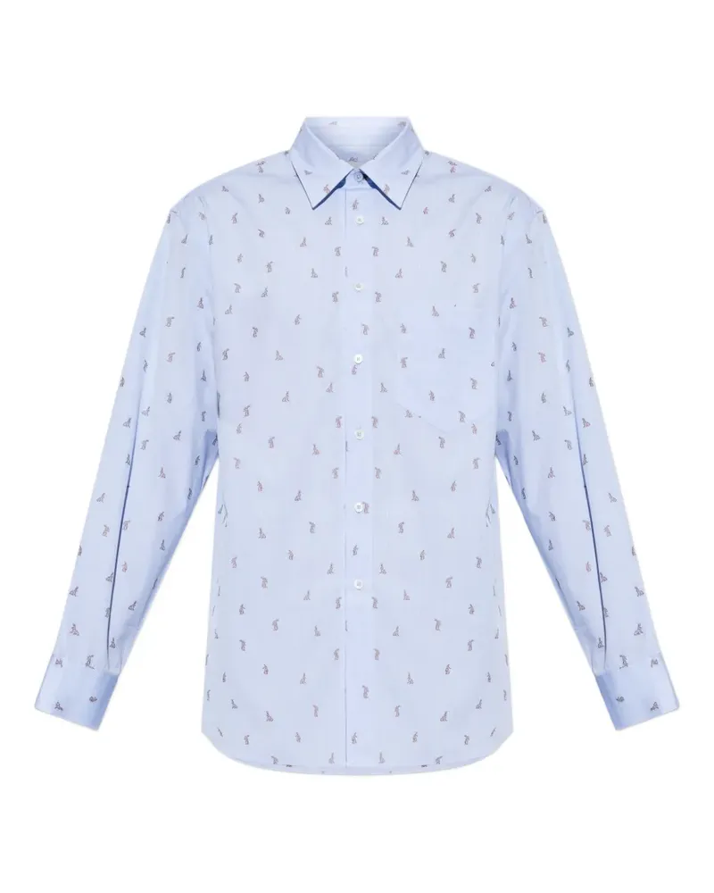 Paul Smith rabbit-print long-sleeve shirt - Blau Blau