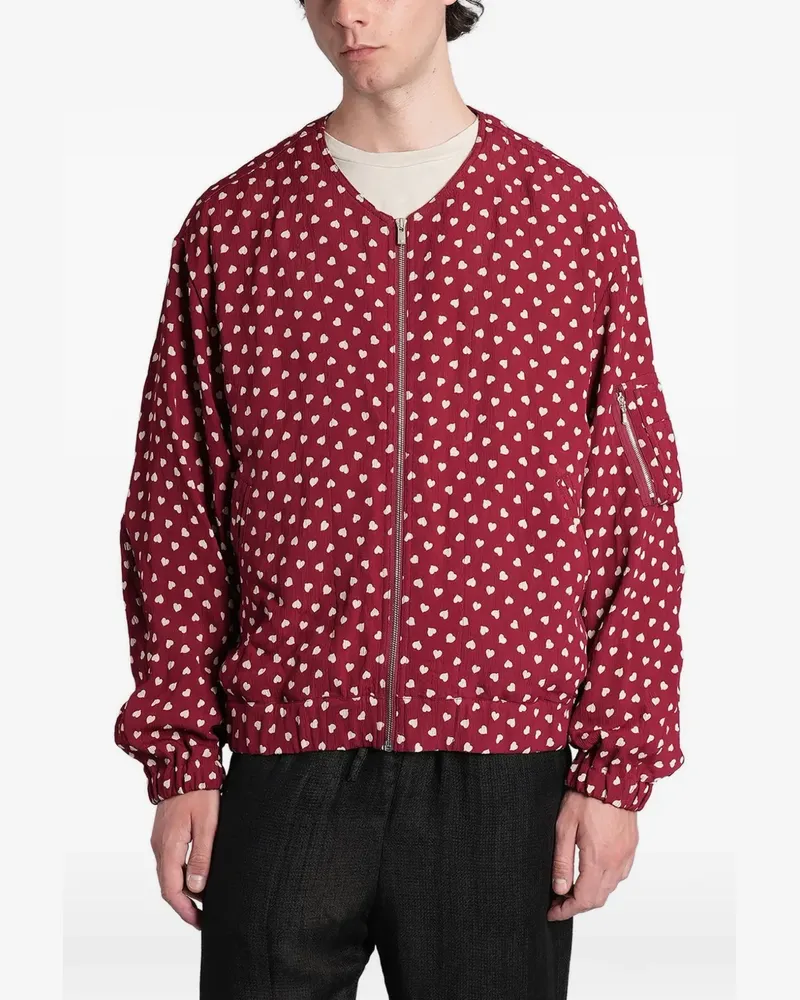 NEEDLES heart-print bomber jacket - Rot Rot