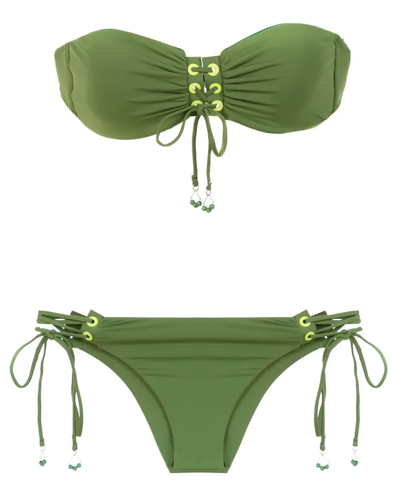 Amir Slama Bikini mit Schnürung - Grün Grün