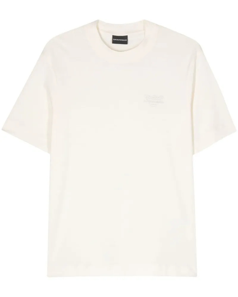 Emporio Armani T-Shirt mit gummiertem Logo - Nude Nude