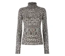 Gestreifter Rollkragenpullover - Schwarz