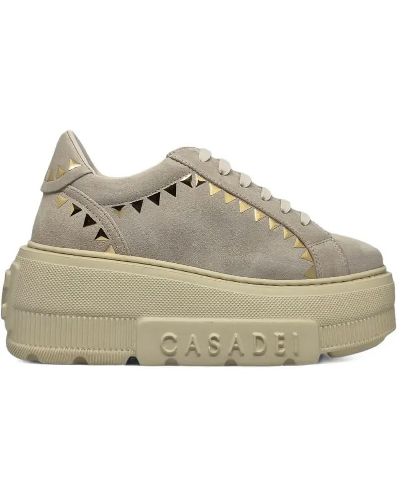 Casadei Nexus studded platform trainers - Nude Nude