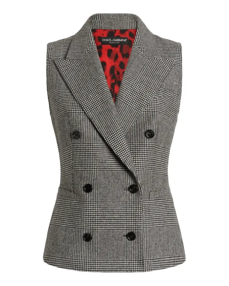 Dolce & Gabbana Weste aus kariertem Glen-Flanell - Grau Grau