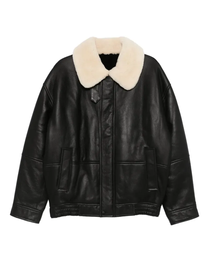 Yves Salomon Jacke mit Shearling-Kragen - Schwarz Schwarz